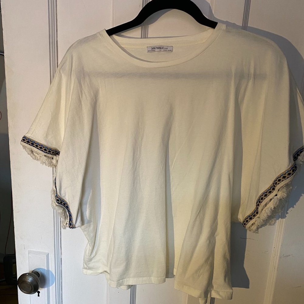Zara TShirt with Embellished Sleeves (L)